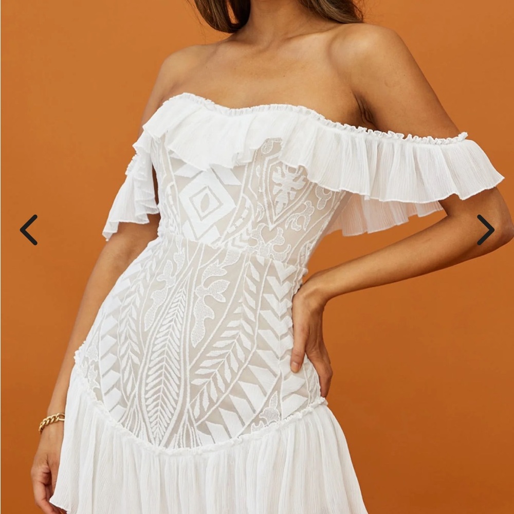 Selfie Leslie White Off-Shoulder Mini Dress